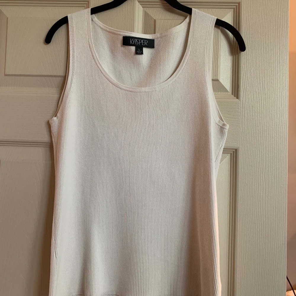Kasper Beige Knit Tank Top sz L